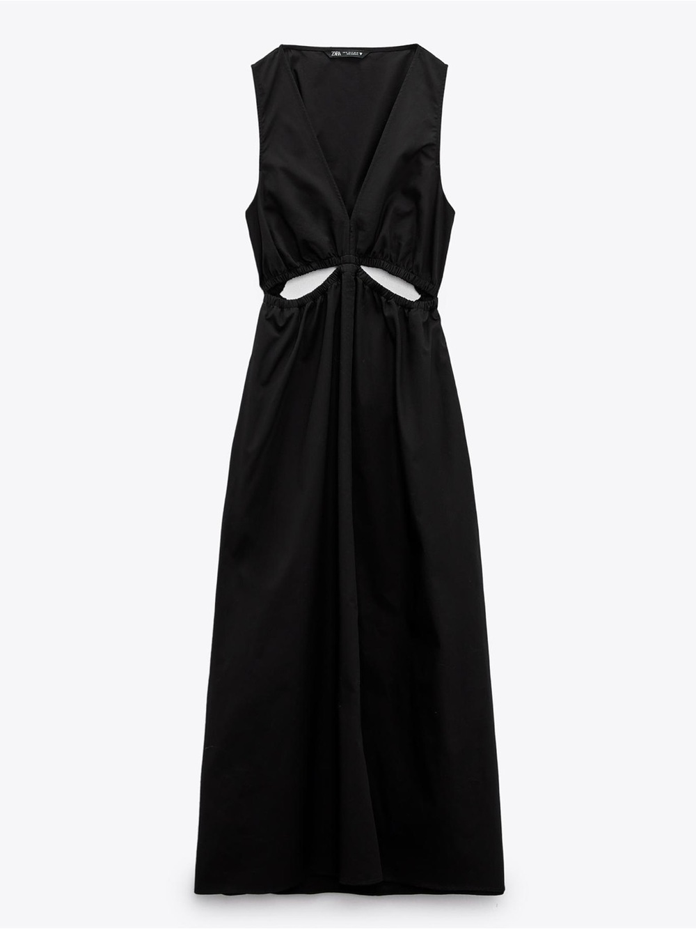 Zara Black Cutout Gabardine Maxi Dress Size XS